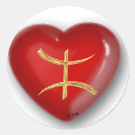 金ゴールドアザ赤いハート ラウンドシール (正面)