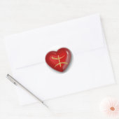 金ゴールドアザ赤いハート ラウンドシール (封筒)