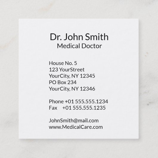 金ゴールドアスクレピウス医療のハーブグリーンロッド スクエア名刺 (裏面)