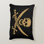 金ゴールドアステカスカル&カトラスパイレーツカリコジャック アクセントクッション (裏面(縦))
