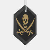 金ゴールドアステカスカル&カトラスパイレーツカリコジャック ガラスオーナメント (正面右)