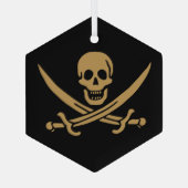 金ゴールドアステカスカル&カトラスパイレーツカリコジャック ガラスオーナメント (裏面)