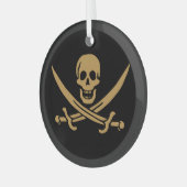 金ゴールドアステカスカル&カトラスパイレーツカリコジャック ガラスオーナメント (正面左)