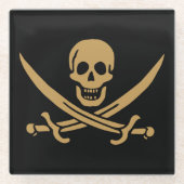 金ゴールドアステカスカル&カトラスパイレーツカリコジャック ガラスコースター (正面)