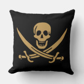 金ゴールドアステカスカル&カトラスパイレーツカリコジャック クッション (正面)
