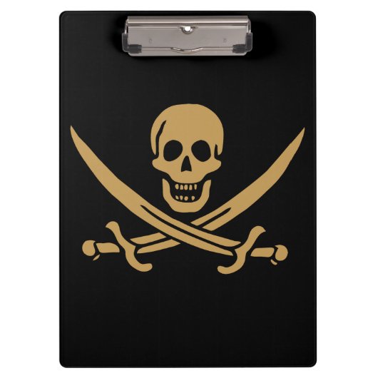 金ゴールドアステカスカル&カトラスパイレーツカリコジャック クリップボード (正面)