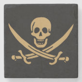 金ゴールドアステカスカル&カトラスパイレーツカリコジャック ストーンコースター (正面)