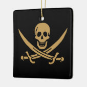 金ゴールドアステカスカル&カトラスパイレーツカリコジャック セラミックオーナメント (左)