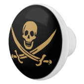 金ゴールドアステカスカル&カトラスパイレーツカリコジャック セラミックノブ (右)