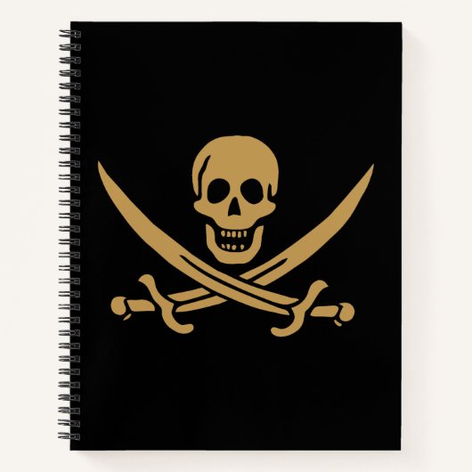 金ゴールドアステカスカル&カトラスパイレーツカリコジャック ノートブック (正面)