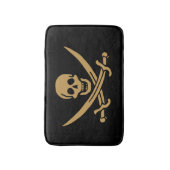 金ゴールドアステカスカル&カトラスパイレーツカリコジャック バスマット (正面縦)