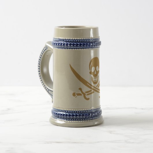 金ゴールドアステカスカル&カトラスパイレーツカリコジャック ビールジョッキ (正面左)