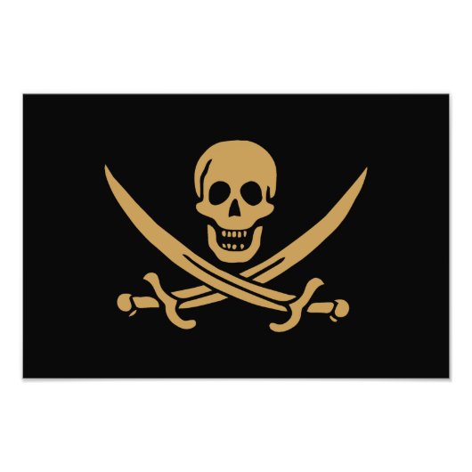 金ゴールドアステカスカル&カトラスパイレーツカリコジャック フォトプリント            (正面)