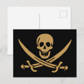 金ゴールドアステカスカル&カトラスパイレーツカリコジャック ポストカード (正面/裏面)