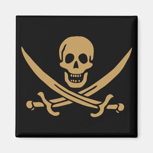 金ゴールドアステカスカル&カトラスパイレーツカリコジャック マグネット (正面)