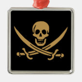 金ゴールドアステカスカル&カトラスパイレーツカリコジャック メタルオーナメント (正面)