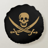 金ゴールドアステカスカル&カトラスパイレーツカリコジャック ラウンドクッション (裏面)