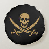 金ゴールドアステカスカル&カトラスパイレーツカリコジャック ラウンドクッション (裏面)