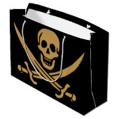 金ゴールドアステカスカル&カトラスパイレーツカリコジャック ラージペーパーバッグ (裏面アングル)