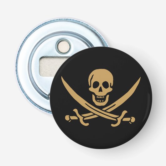 金ゴールドアステカスカル&カトラスパイレーツカリコジャック 栓抜き (正面)