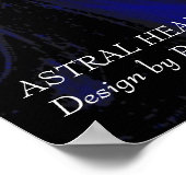 金ゴールドアストラルハート〔占星術の〕十二宮図シンボルや象徴ブラックブルー ポスター (角)