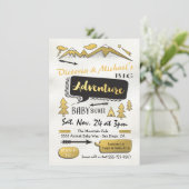 金ゴールドアドベンチャーマウンテンキャンピングトライバルベビーシャワー 招待状 (スタンド正面)