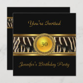 金ゴールドアニマルワイルド招待状30th誕生日パーティー4 招待状 (正面/裏面)