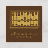 金ゴールドアバカスQRコードブラウンスクウェアBizカード スクエア名刺 (正面)