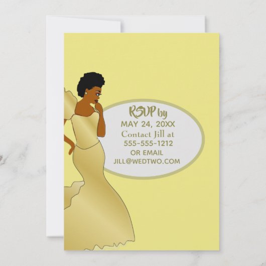 金ゴールドアフリカ系アメリカブライダルシャワー 招待状 (裏面)