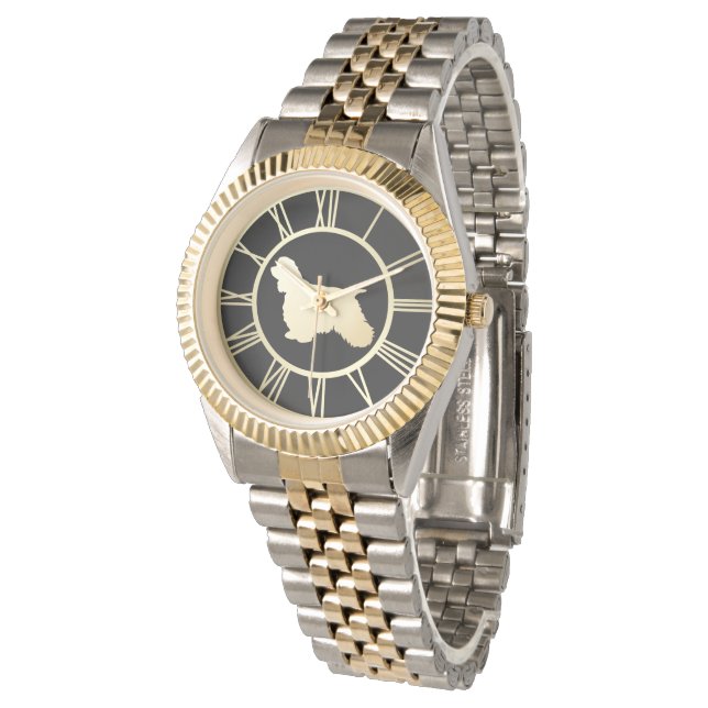 金ゴールドアメリカンコッカースパニエル犬ドッグ 腕時計 (アングル)