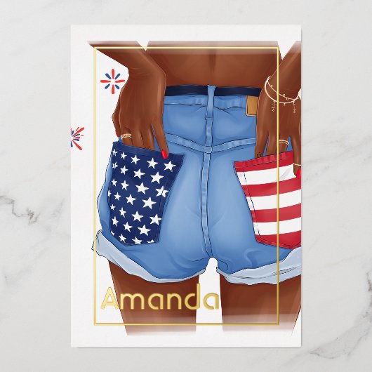 金ゴールドアメリカンバースデーパーティー 箔招待状 (正面)