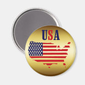 金ゴールドアメリカ合衆国 マグネット (正面/裏面)