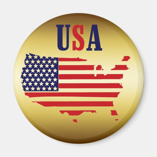 金ゴールドアメリカ合衆国 マグネット (正面)