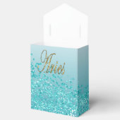 金ゴールドアリー&ティール(緑がかった色)ブルーグリッター誕生日 フェイバーボックス (オープン)