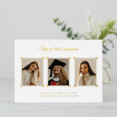 金ゴールドアルバムコーナー写真卒業のお知らせ 箔招待状 (立ち正面)