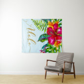 金ゴールドアロハハワイアンルアウ（ハワイ式宴会）電気フローラ背景 タペストリー (インサイチュ(横))