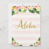 金ゴールドアロハフローラの葉アーチ写真誕生日 招待状 (裏面)