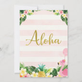 金ゴールドアロハフローラフラミンゴアーチ写真第1誕生日 招待状 (裏面)