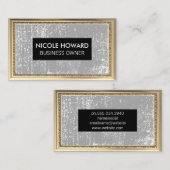 金ゴールドアンティーク枠 |グレーのテクスグランジチャ 名刺 (正面/裏面)