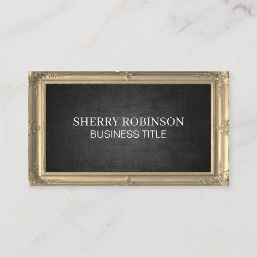 金ゴールドアンティーク枠 |濃いテクスチャ 名刺 (正面)