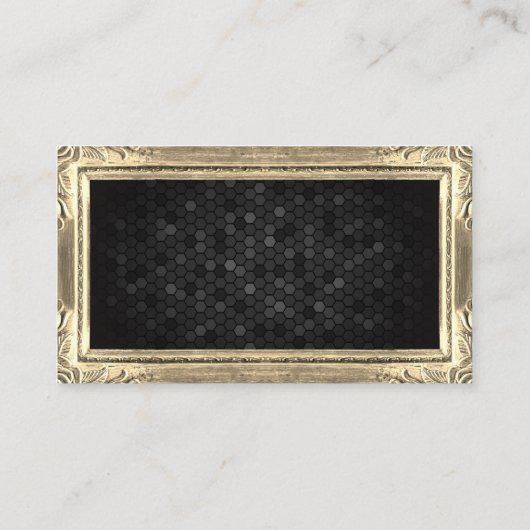 金ゴールドアンティーク縁ど |建物アイコン |幾何学的 名刺 (裏面)