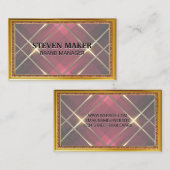 金ゴールドアンティーク縁ど |赤いストライプ |金ゴールド行 名刺 (正面/裏面)