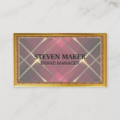 金ゴールドアンティーク縁ど |赤いストライプ |金ゴールド行 名刺 (正面)