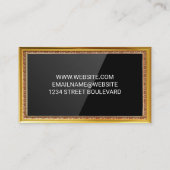 金ゴールドアンティーク縁ど | 黒い光沢背景 名刺 (裏面)