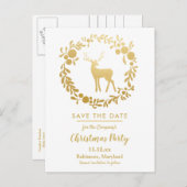 金ゴールドアントラークリスマス|リースホリデーパーティ 案内ポストカード (正面/裏面)