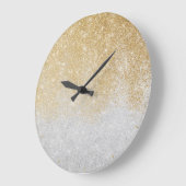 金ゴールドアンドシルバーグリッターラグジュアリグラデーションーデザイン ラージ壁時計 (傾斜)