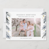 金ゴールドアンドブルーウォーターカラーウィンターフリージホリデーカ シーズンカード (正面)