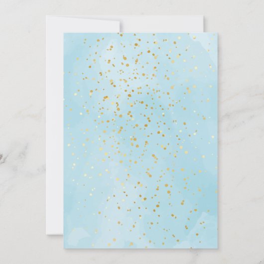 金ゴールドアンドブルーウォーターカラーボーイボーティゾ招待状 招待状 (裏面)