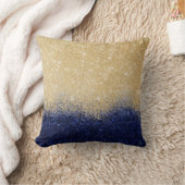 金ゴールドアンドブルーグリッターグラデーションラグジュアリーデザイン クッション (ブランケット)