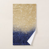 金ゴールドアンドブルーグリッターグラデーションラグジュアリーデザイン バスタオルセット (ハンドタオル)